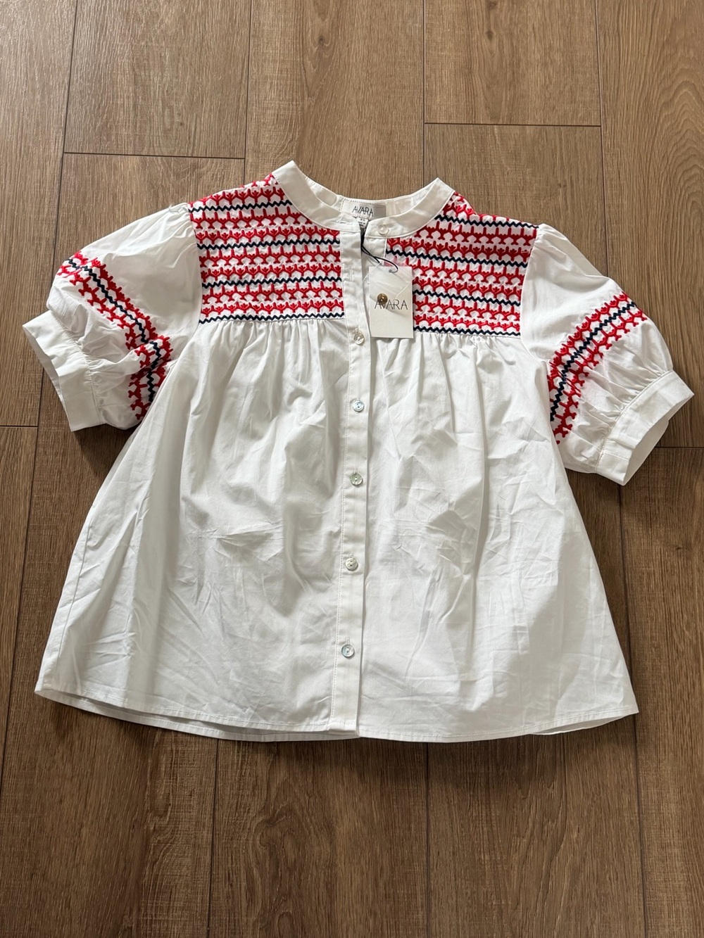 Avara Trudy Navy and Red Embroidered Top - Picture 3 of 8